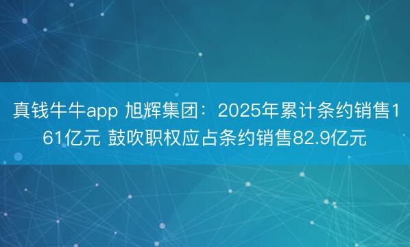 真钱牛牛app 旭辉集团:2025年累计条约销售161亿元 鼓吹职权应占条约销售82.9亿元