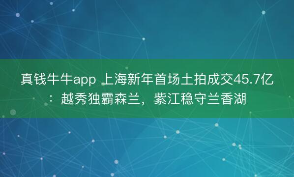 真钱牛牛app 上海新年首场土拍成交45.7亿：越秀独霸森兰，紫江稳守兰香湖