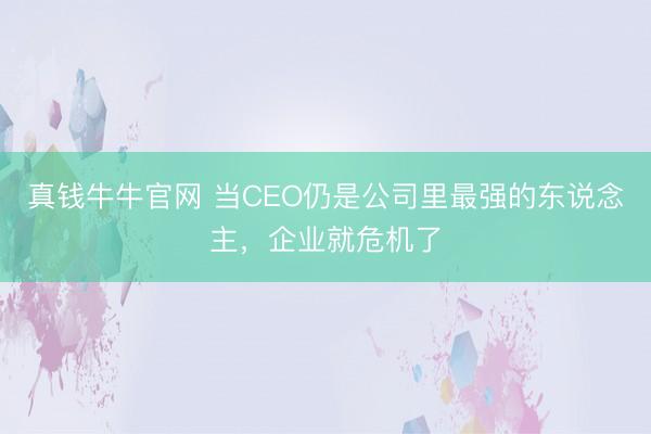 真钱牛牛官网 当CEO仍是公司里最强的东说念主，企业就危机了