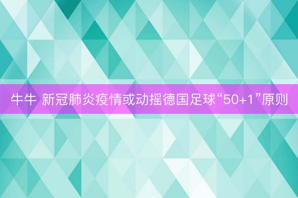 牛牛 新冠肺炎疫情或动摇德国足球“50+1”原则