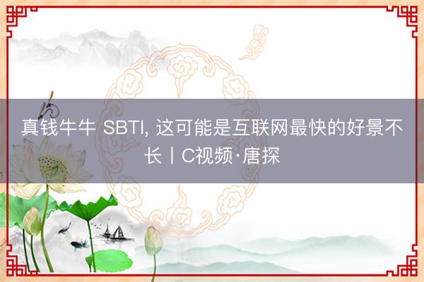 真钱牛牛 SBTI， 这可能是互联网最快的好景不长丨C视频·唐探