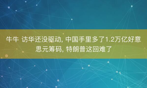 牛牛 访华还没驱动， 中国手里多了1.2万亿好意思元筹码， 特朗普这回难了