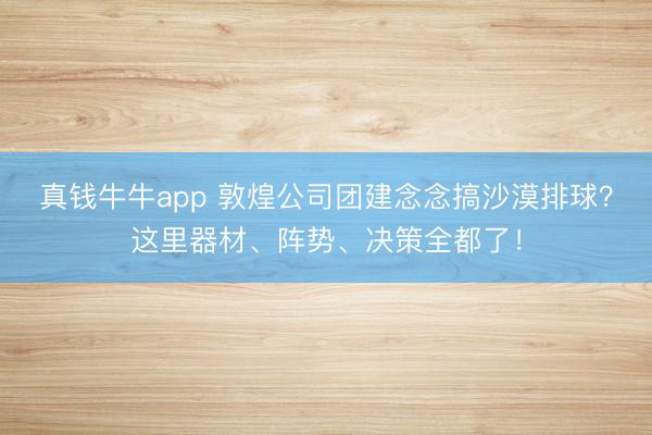真钱牛牛app 敦煌公司团建念念搞沙漠排球？这里器材、阵势、决策全都了！