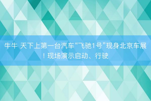 牛牛 天下上第一台汽车“飞驰1号”现身北京车展! 现场演示启动、行驶