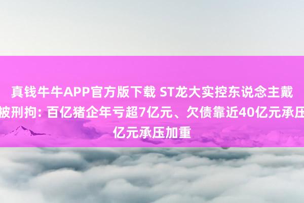 真钱牛牛APP官方版下载 ST龙大实控东说念主戴学斌被刑拘: 百亿猪企年亏超7亿元、欠债靠近40亿元承压加重