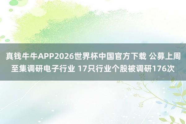 真钱牛牛APP2026世界杯中国官方下载 公募上周至集调研电子行业 17只行业个股被调研176次
