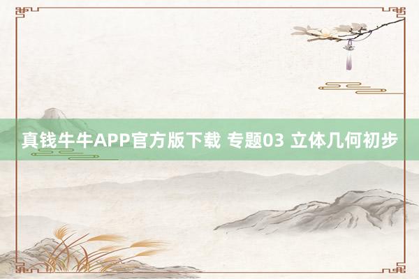 真钱牛牛APP官方版下载 专题03 立体几何初步