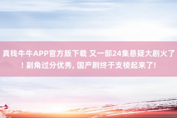 真钱牛牛APP官方版下载 又一部24集悬疑大剧火了! 副角过分优秀, 国产剧终于支棱起来了!