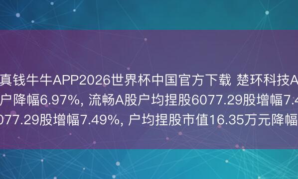 真钱牛牛APP2026世界杯中国官方下载 楚环科技A股激动户数减少608户降幅6.97%, 流畅A股户均捏股6077.29股增幅7.49%, 户均捏股市值16.35万元降幅4.85%