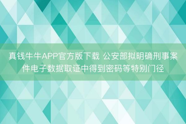 真钱牛牛APP官方版下载 公安部拟明确刑事案件电子数据取证中得到密码等特别门径